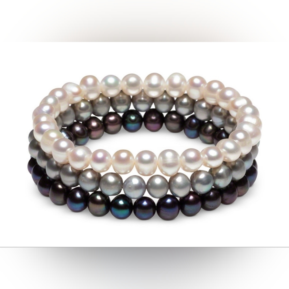 3-pc cultured fresh water pearl bracelets